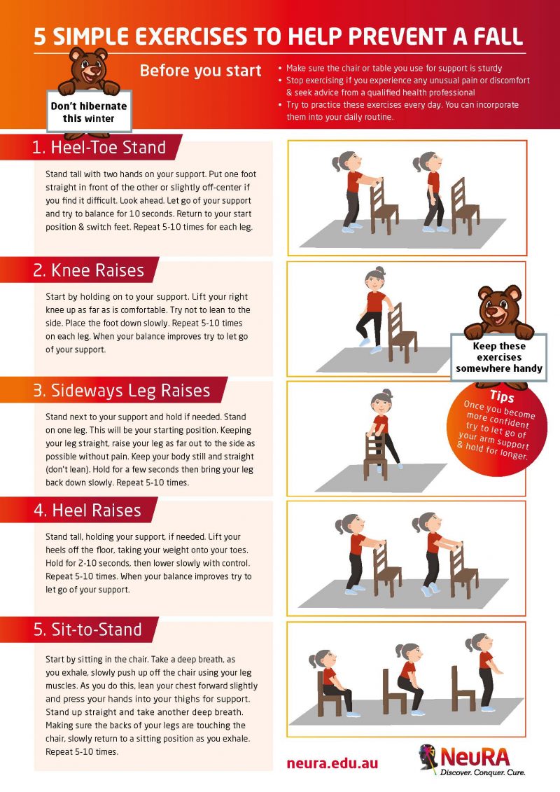 Printable Fall Prevention Balance Exercises For Seniors